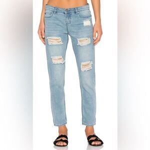 Obey The Nemesis II stone indigo destroyed relaxed fit tapered leg cropped jeans